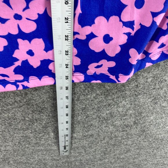 LulaRoe T-Shirt Women L Large Blue Floral Crew Neck Short Sleeve Casual Comfort - Picture 8 of 9